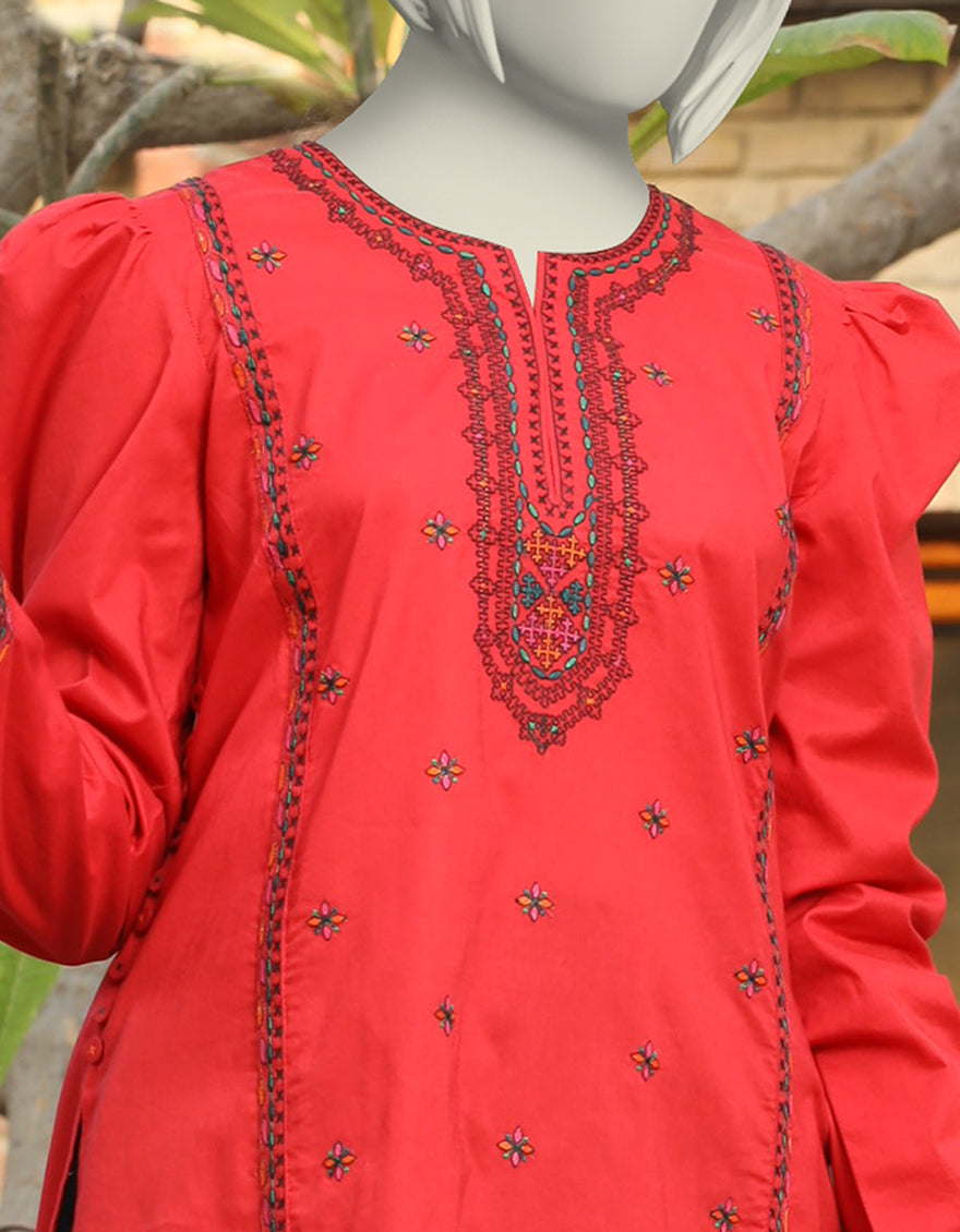 Lawn Red Kurti - J. Junaid Jamshed