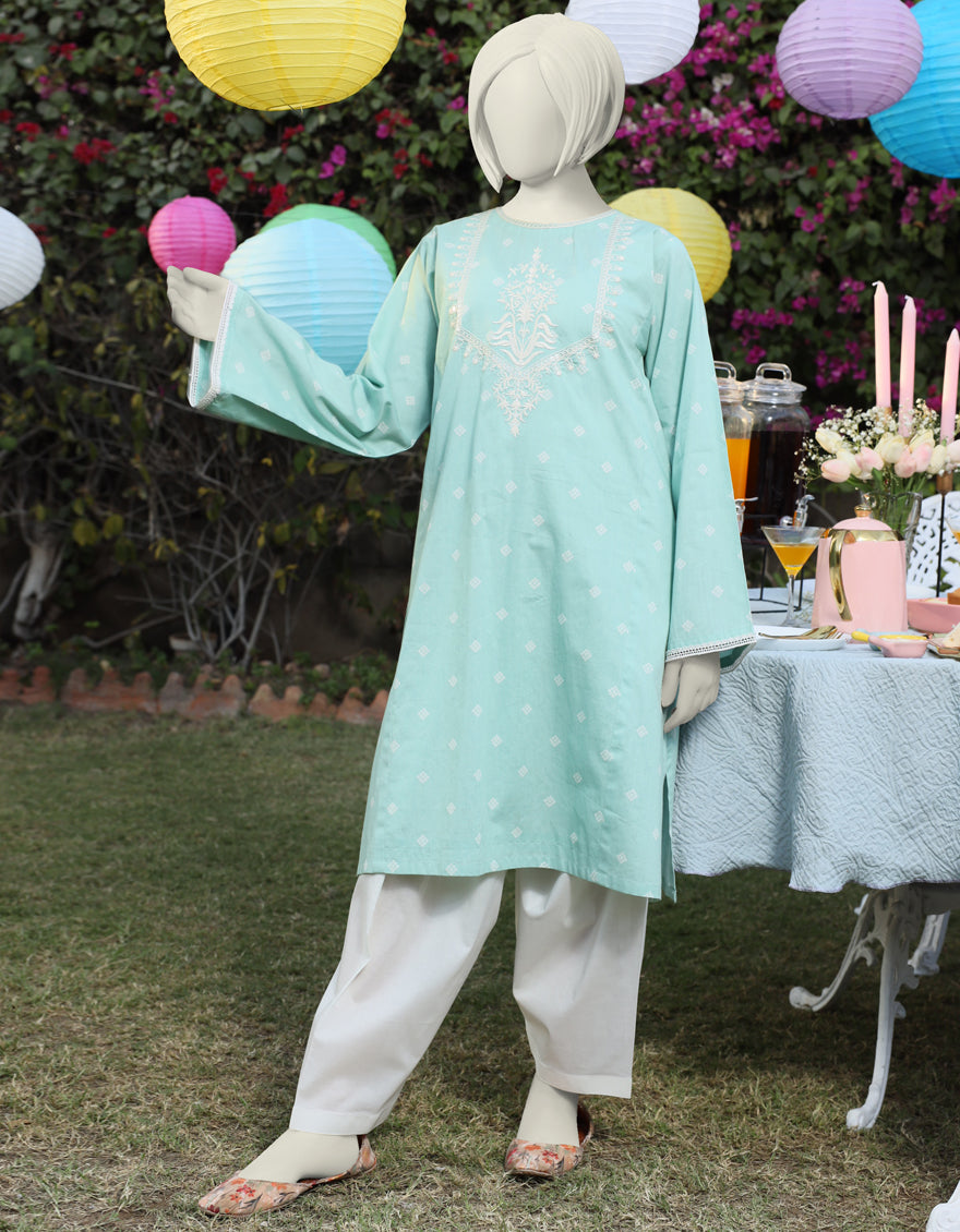 Lawn Green Kurti - J. Junaid Jamshed