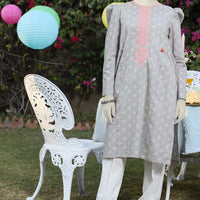 Lawn Grey Kurti - J. Junaid Jamshed
