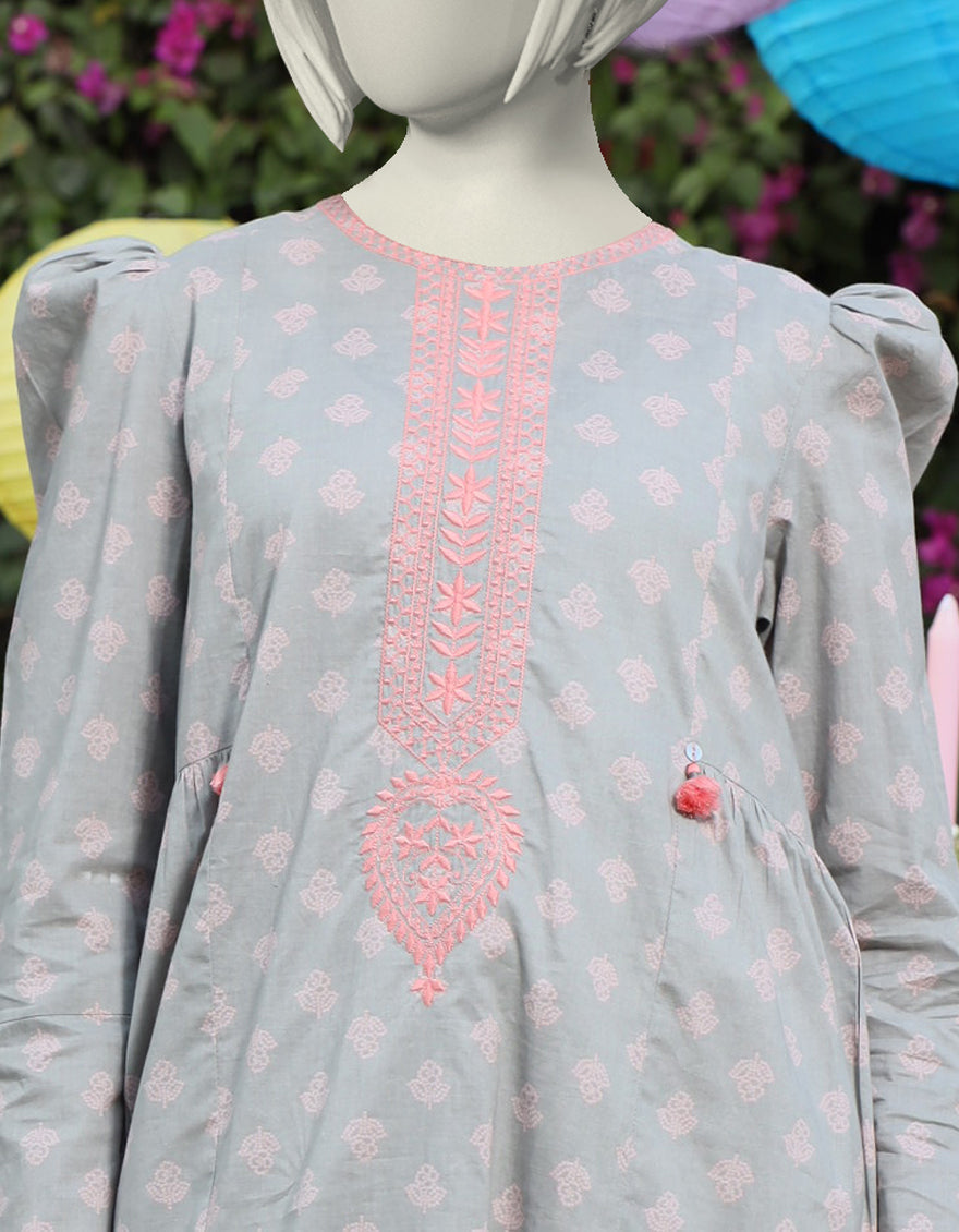 Lawn Grey Kurti - J. Junaid Jamshed