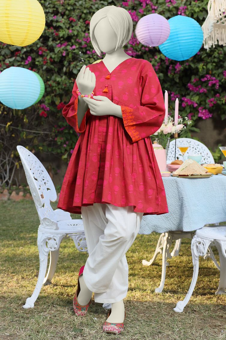 Lawn Red Kurti - J. Junaid Jamshed