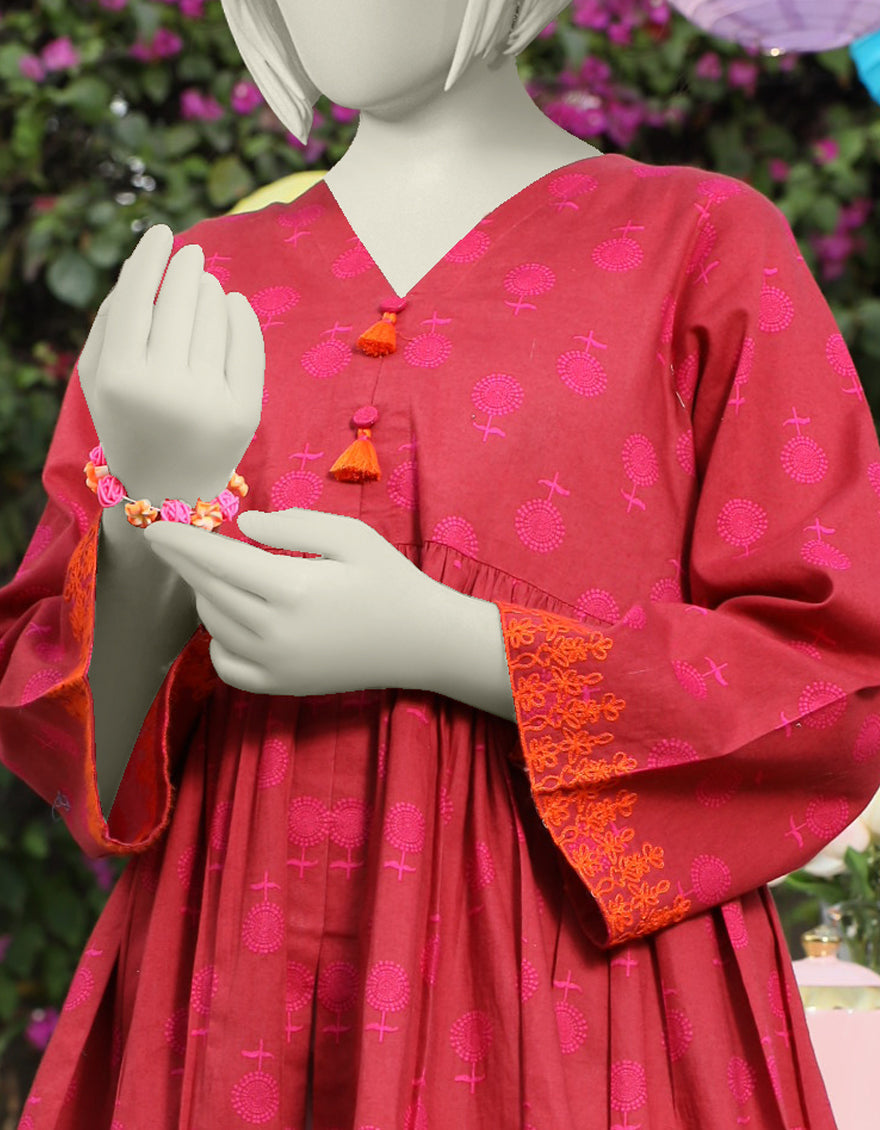 Lawn Red Kurti - J. Junaid Jamshed