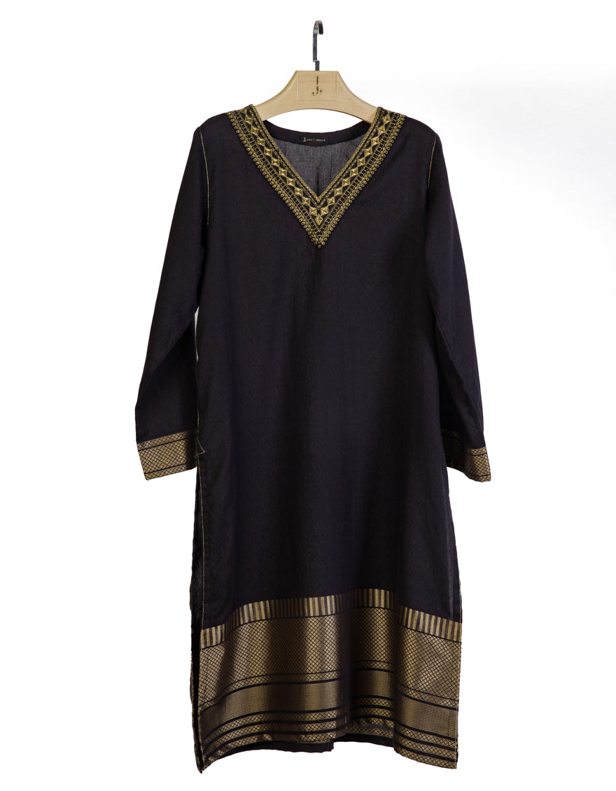 Jacquard Black Kurti - J. Junaid Jamshed