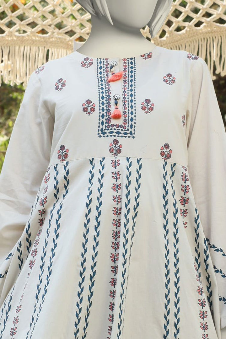 Dyed White Kurti - J. Junaid Jamshed