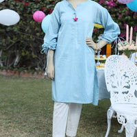 Textured Blue Kurti - J. Junaid Jamshed