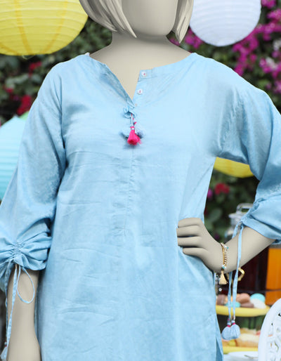 Textured Blue Kurti - J. Junaid Jamshed