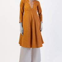 Textured Brown Kurti - J. Junaid Jamshed