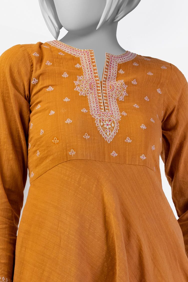 Textured Brown Kurti - J. Junaid Jamshed