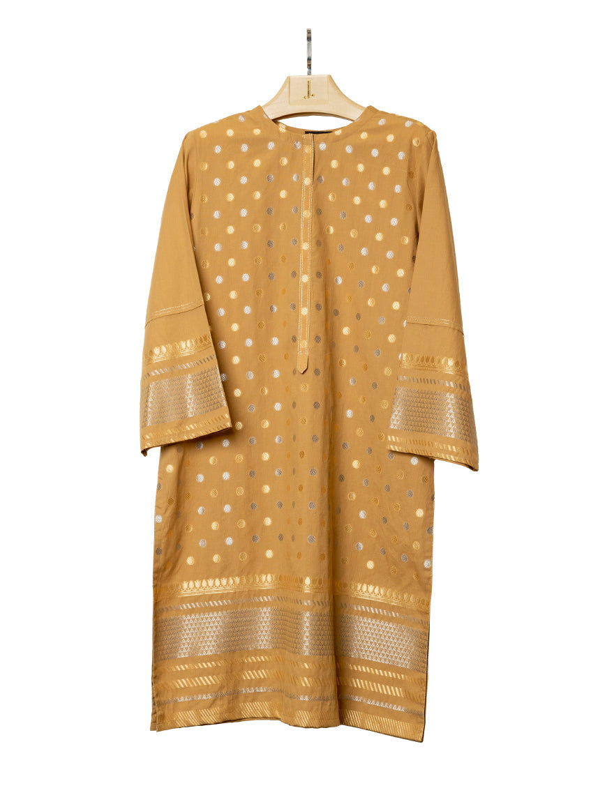 Jacquard Brown Kurti- J. Junaid Jamshed