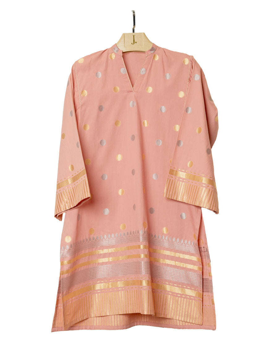 Jacquard Pink Kurti- J. Junaid Jamshed