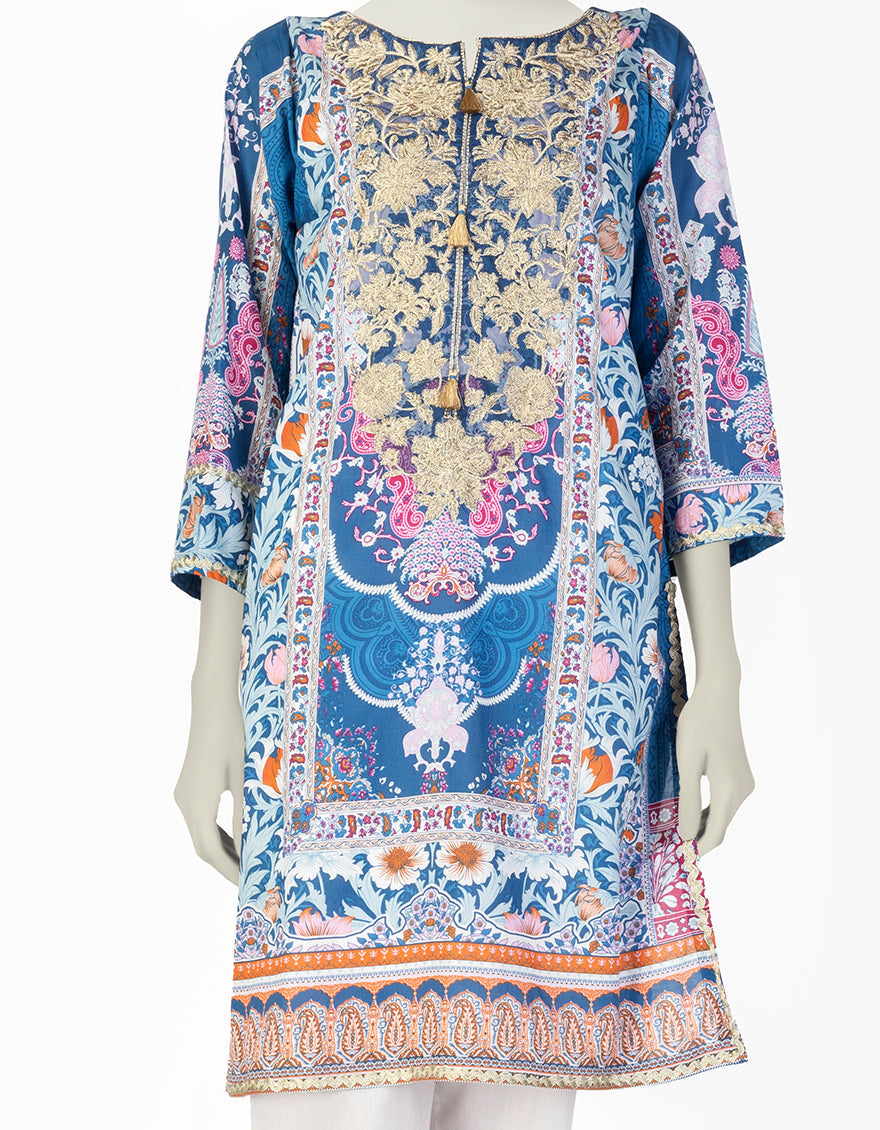 Lawn Blue Kurti - J. Junaid Jamshed