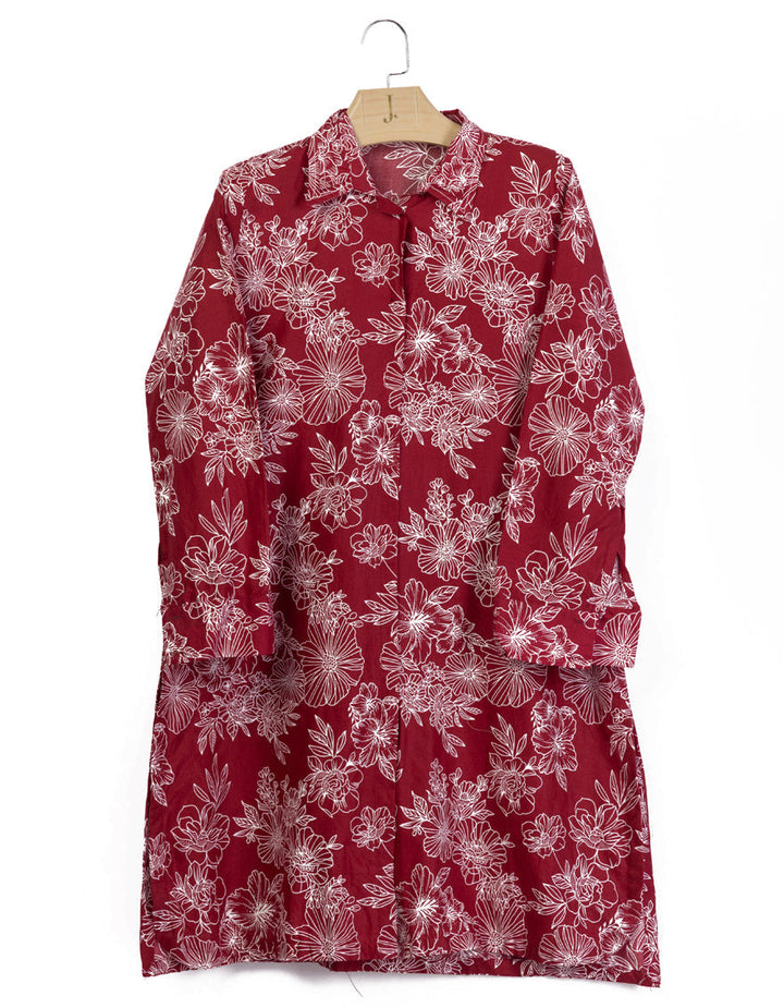 Lawn Maroon Kurti - J. Junaid Jamshed