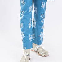 Lawn Blue Trouser - J. Junaid Jamshed