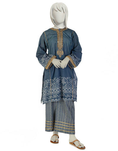 Lawn Blue Stitched Suit - J. Junaid Jamshed