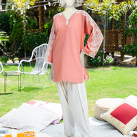 Lawn Peach Kurti - J. Junaid Jamshed