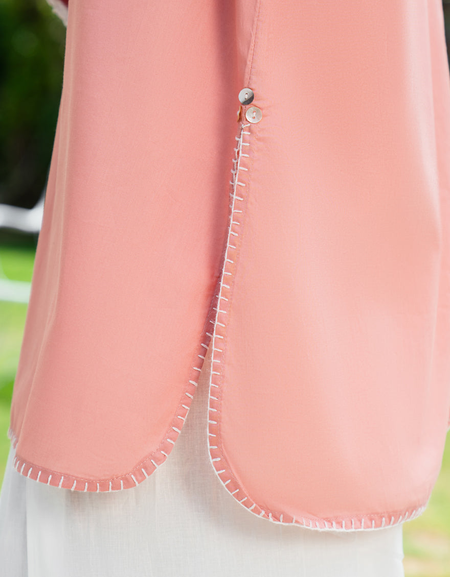 Lawn Peach Kurti - J. Junaid Jamshed