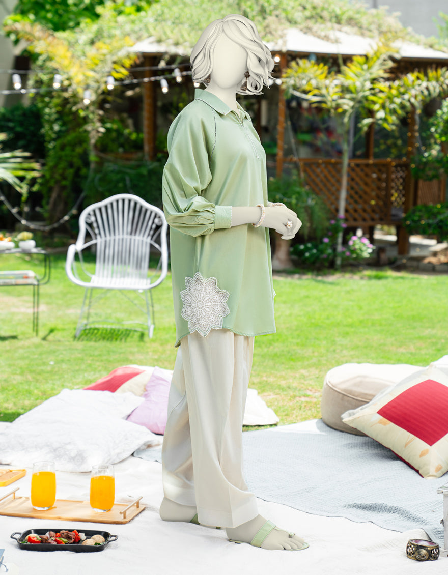 Lawn Green Kurti - J. Junaid Jamshed