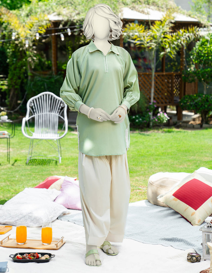 Lawn Green Kurti - J. Junaid Jamshed