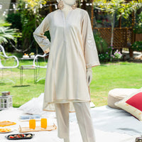 Lawn Off White Kurti - J. Junaid Jamshed