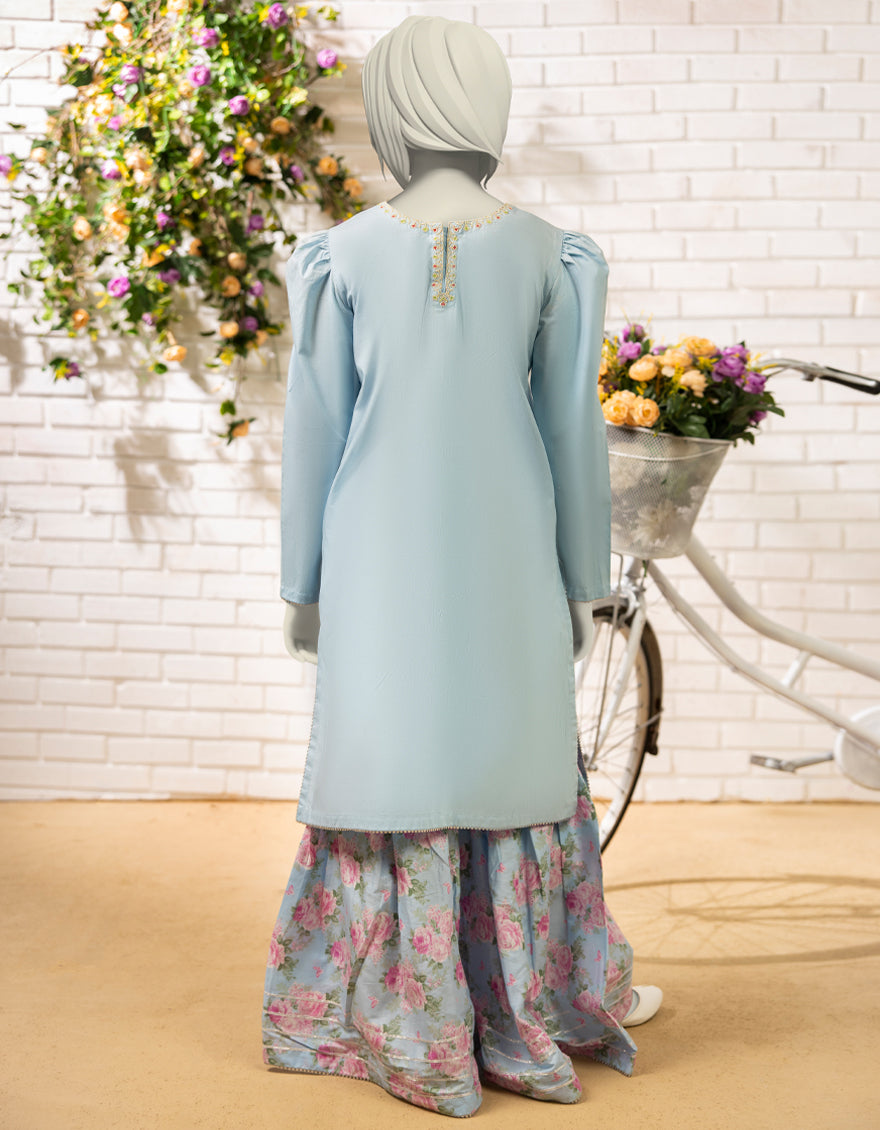Lawn Blue Stitched Suit - J. Junaid Jamshed