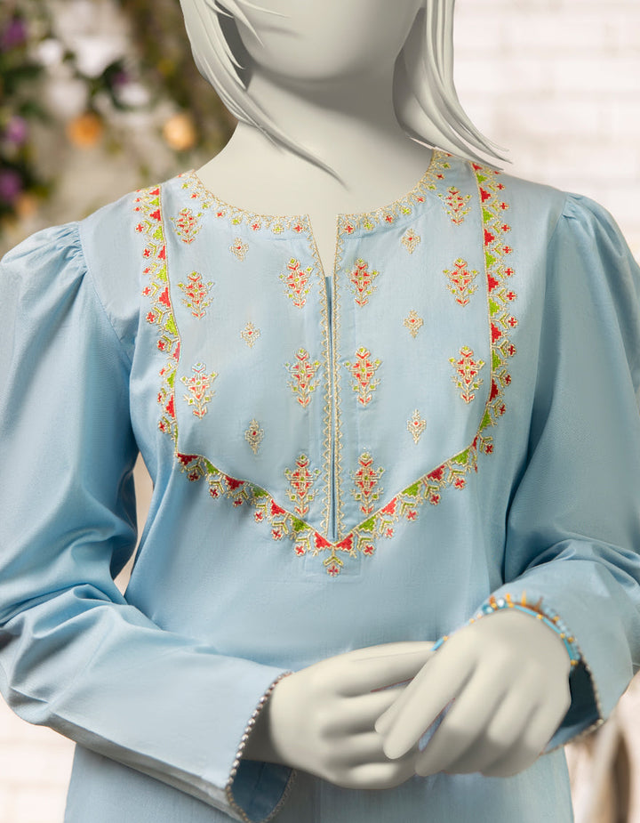 Lawn Blue Stitched Suit - J. Junaid Jamshed