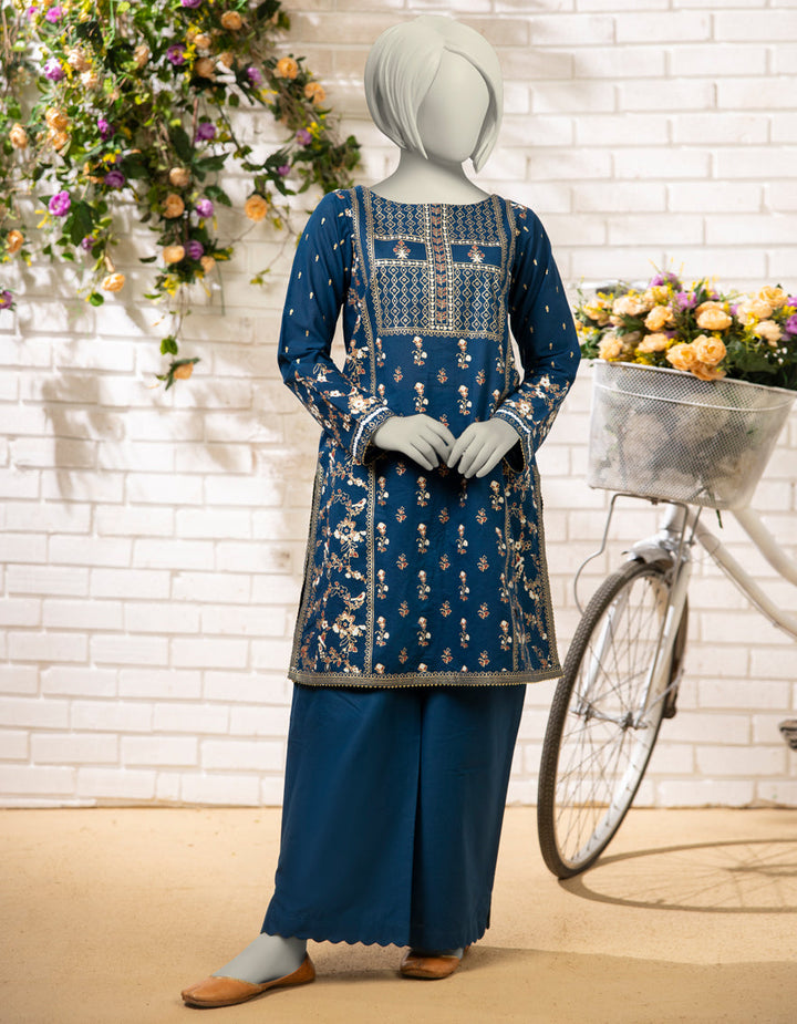 Lawn Blue Stitched Suit - J. Junaid Jamshed