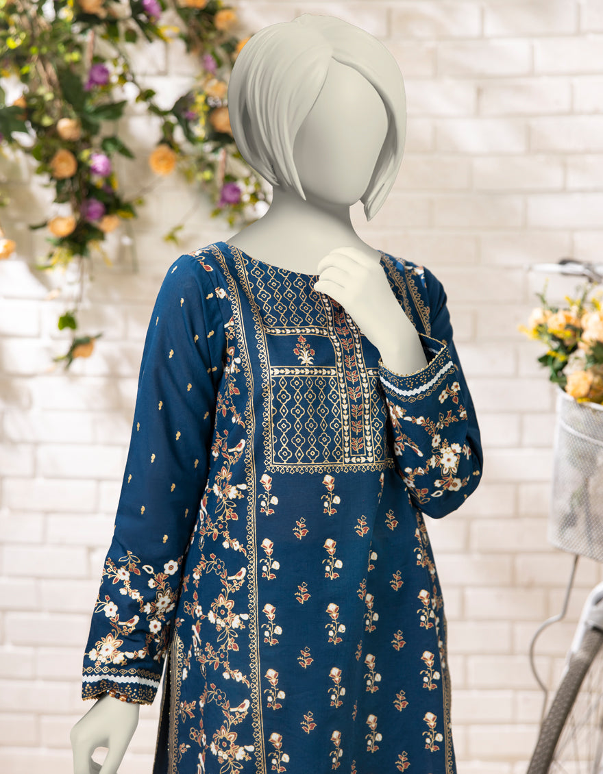 Lawn Blue Stitched Suit - J. Junaid Jamshed