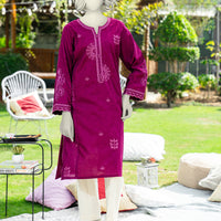 Dobby Purple Kurti - J. Junaid Jamshed