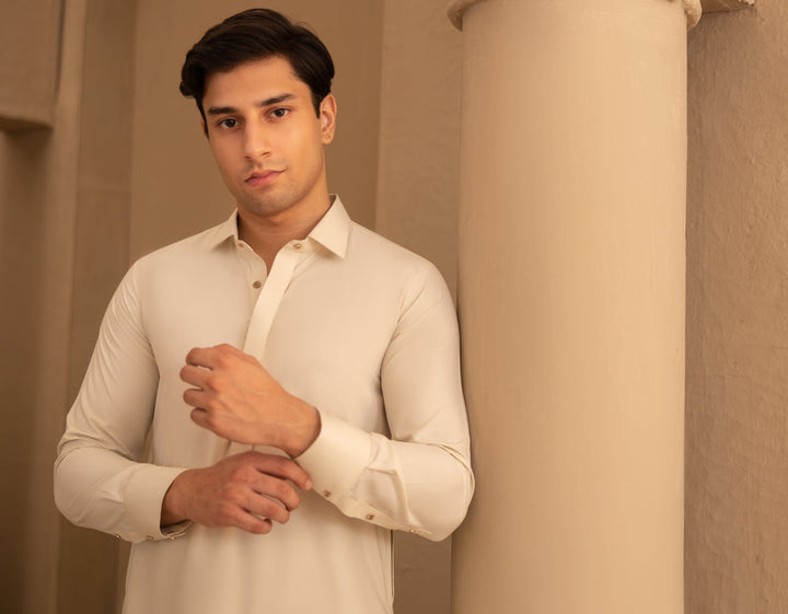 Blended Cream Jubba - J. Junaid Jamshed