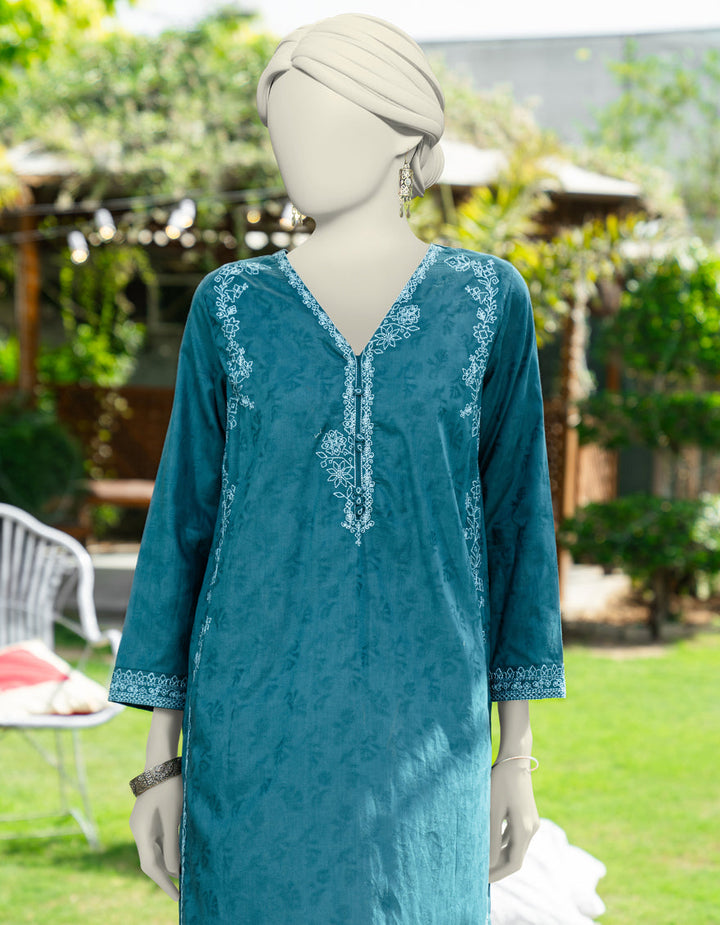 Dobby Blue Kurti - J. Junaid Jamshed