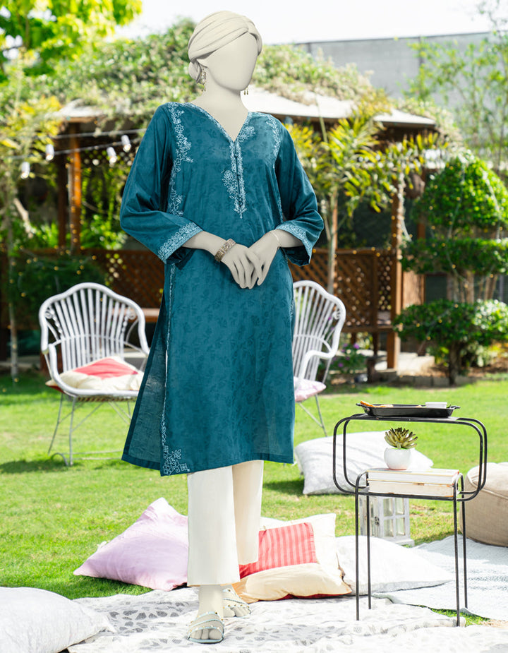 Dobby Blue Kurti - J. Junaid Jamshed