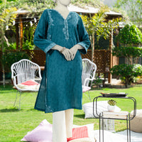 Dobby Blue Kurti - J. Junaid Jamshed