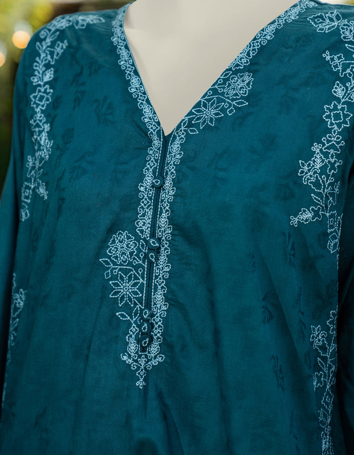 Dobby Blue Kurti - J. Junaid Jamshed