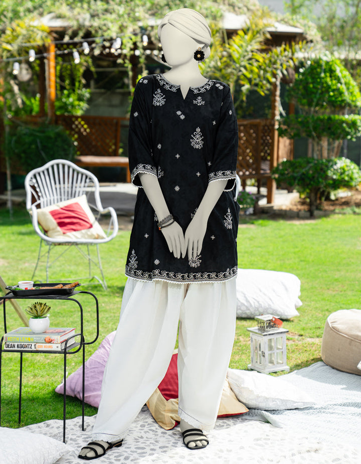 Dobby Black Kurti - J. Junaid Jamshed