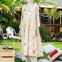 Lawn Beige Kurti - J. Junaid Jamshed