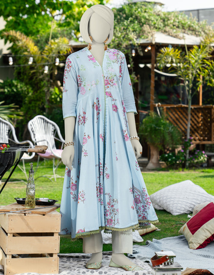 Cotton Lawn Blue Kurti - J. Junaid Jamshed