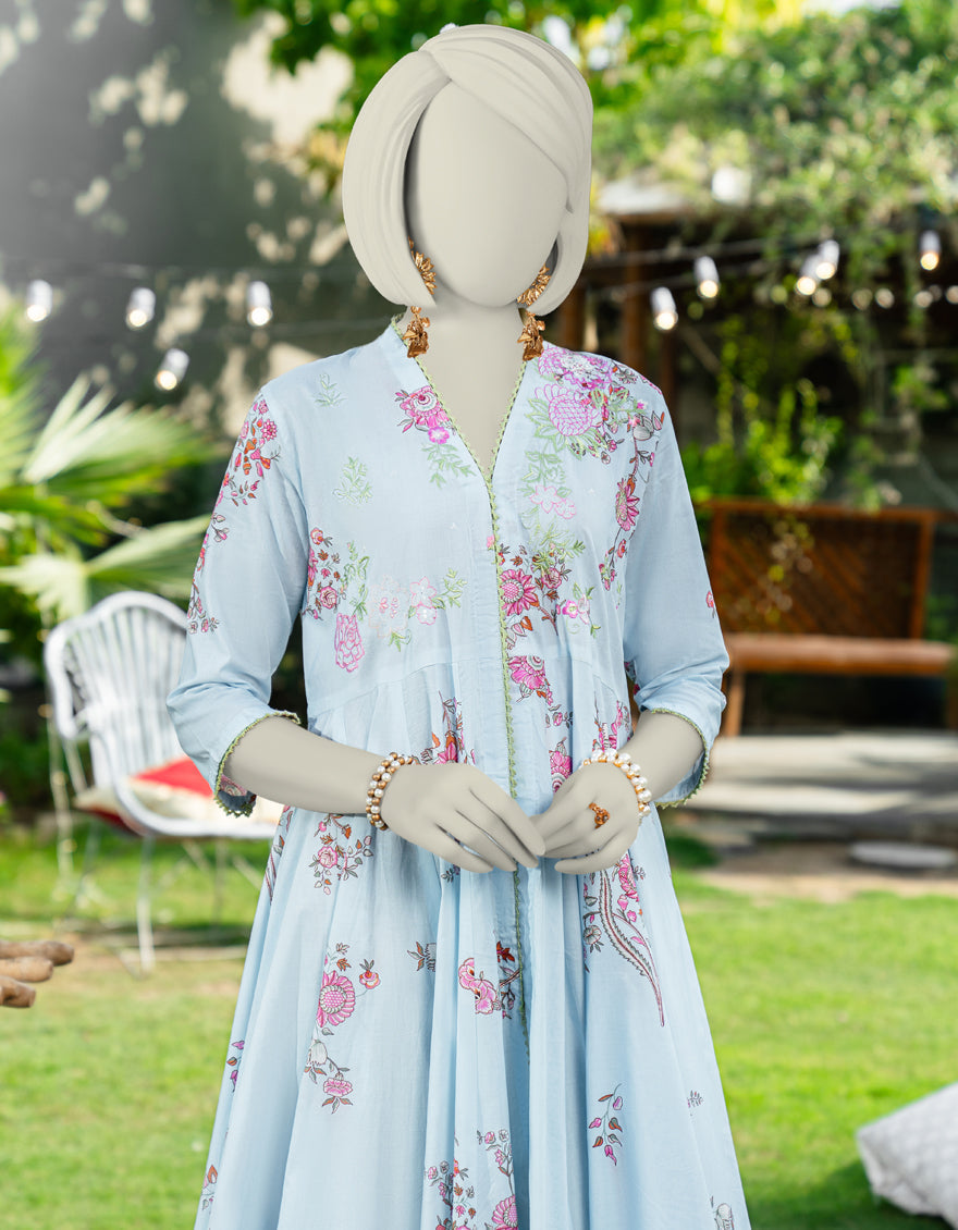 Cotton Lawn Blue Kurti - J. Junaid Jamshed