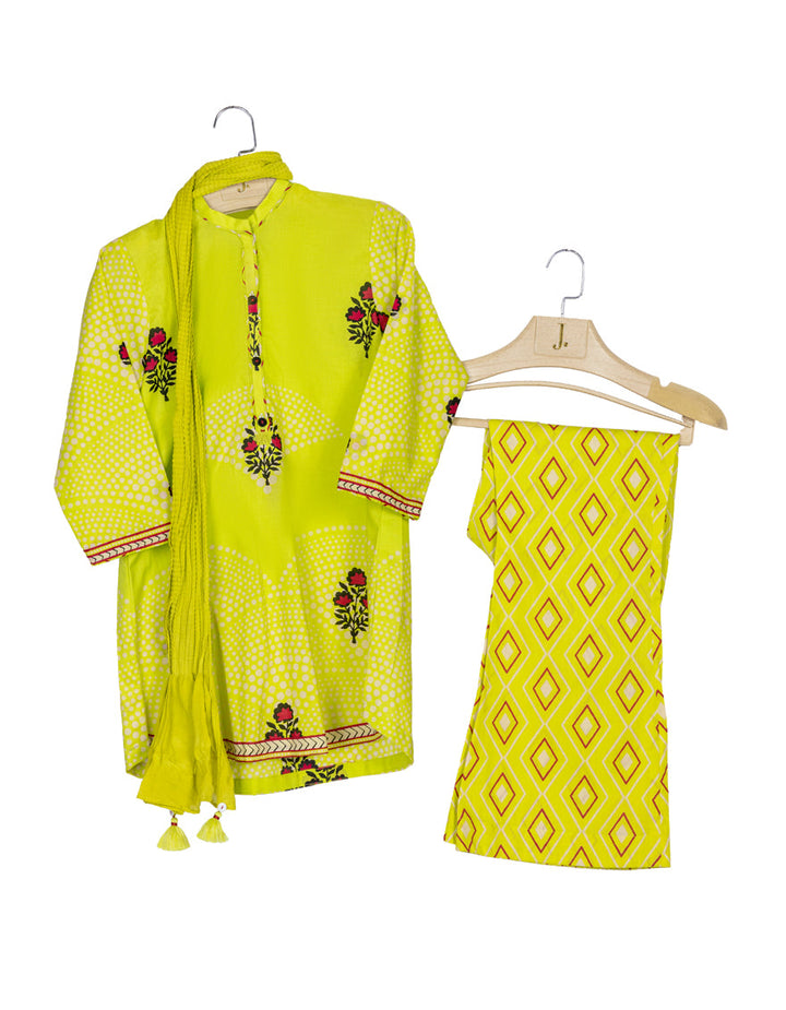 Lawn Green Stitched Suit - J. Junaid Jamshed