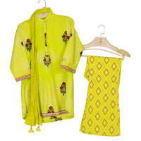 Lawn Green Stitched Suit - J. Junaid Jamshed