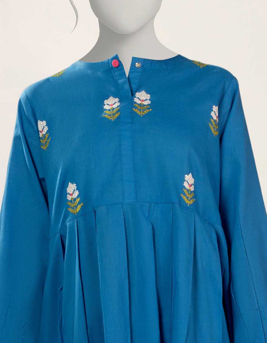 Lawn Blue Stitched Suit - J. Junaid Jamshed