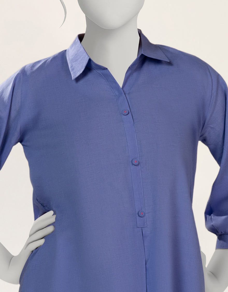 Raw Silk Purple Stitched Suit - J. Junaid Jamshed