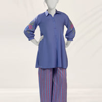 Raw Silk Purple Stitched Suit - J. Junaid Jamshed