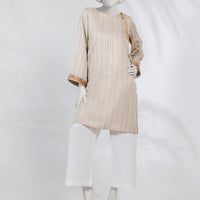 Dobby Beige Kurti - J. Junaid Jamshed