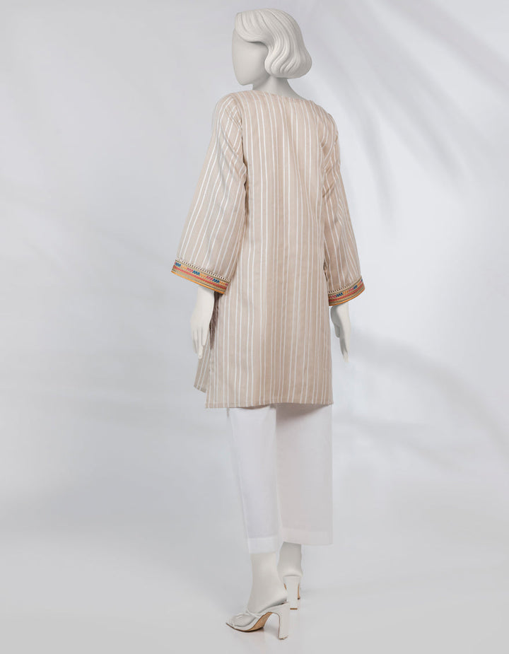 Dobby Beige Kurti - J. Junaid Jamshed