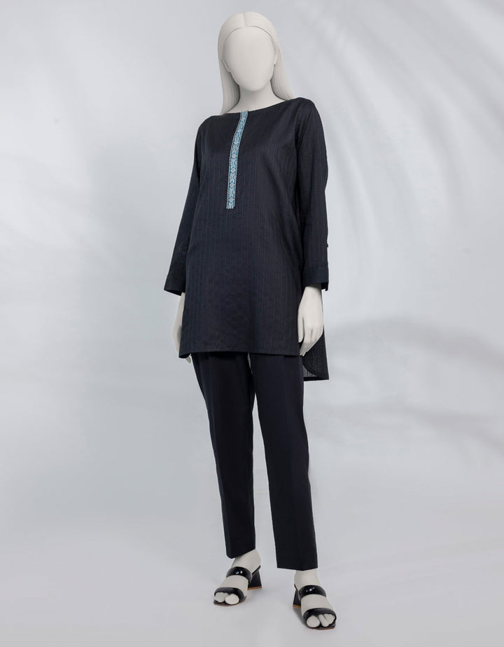 Dobby Black Kurti - J. Junaid Jamshed