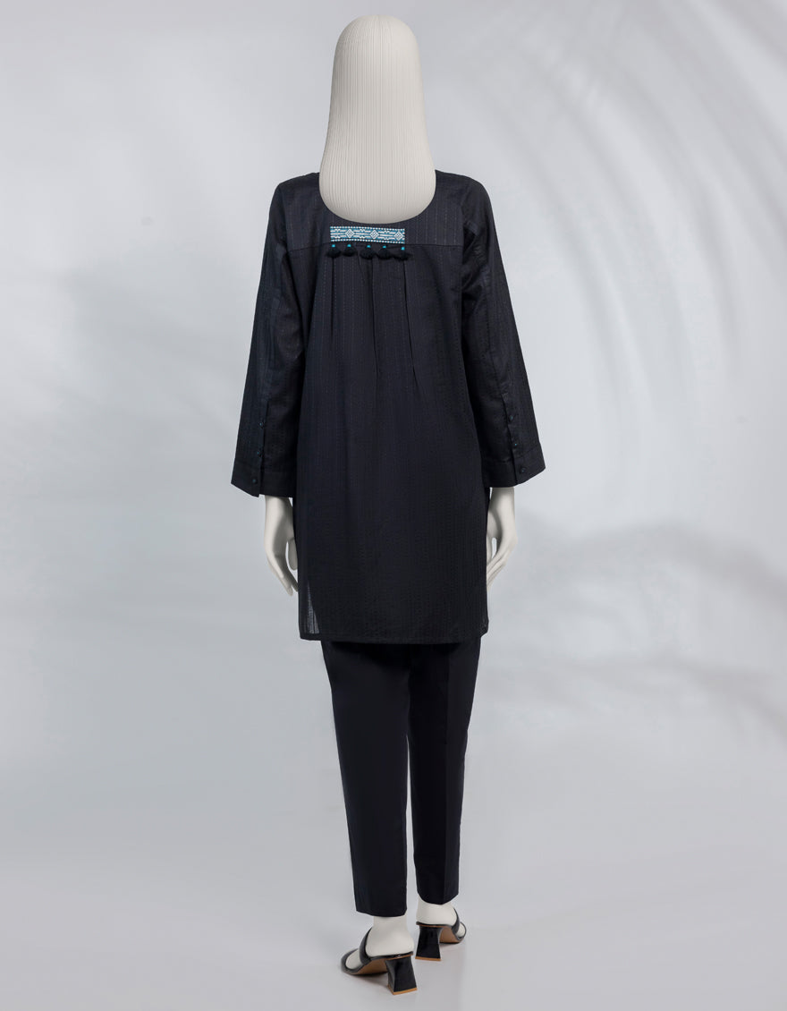 Dobby Black Kurti - J. Junaid Jamshed