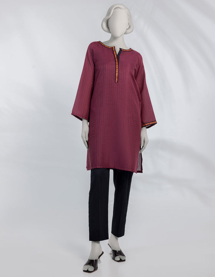 Dobby Magenta Kurti - J. Junaid Jamshed