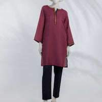 Dobby Magenta Kurti - J. Junaid Jamshed
