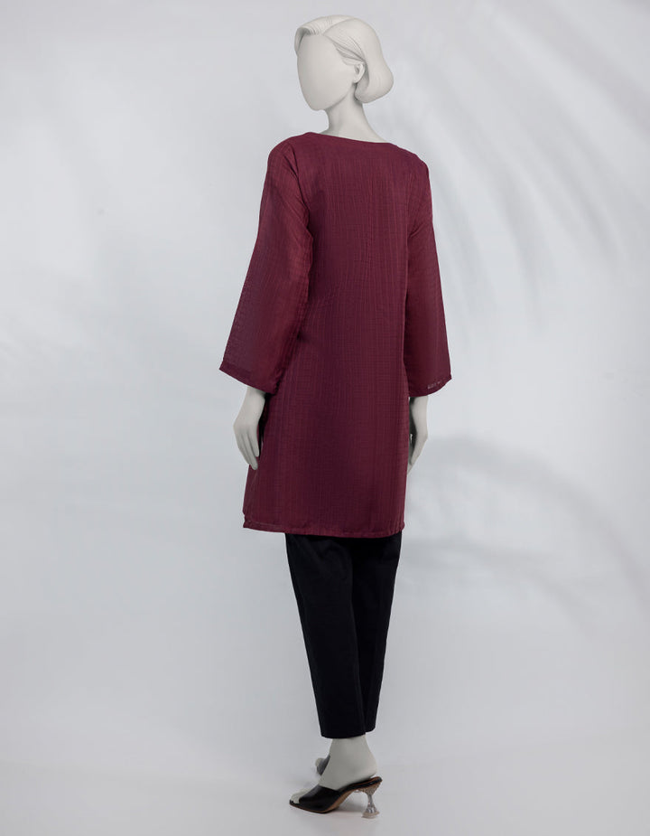 Dobby Magenta Kurti - J. Junaid Jamshed