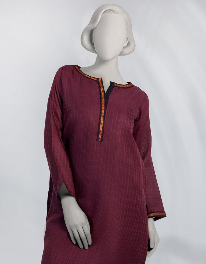 Dobby Magenta Kurti - J. Junaid Jamshed